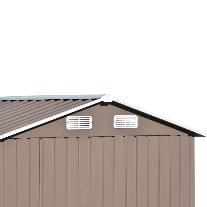 6ft x 4ft Outdoor Garden Shed with Metal Adjustable Shelf and Lockable Doors - Brown