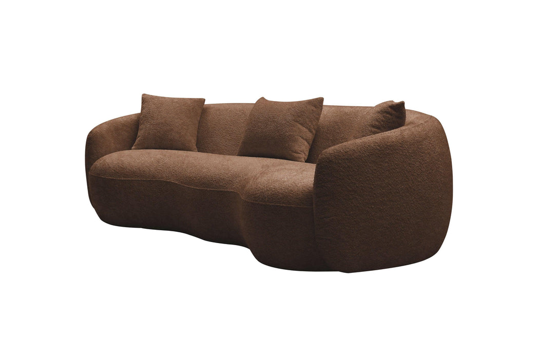 Mid CenturyModern Curved Living Room Sofa,  Boucle Fabric Couch for Bedroom, Office, Apartment, Brown