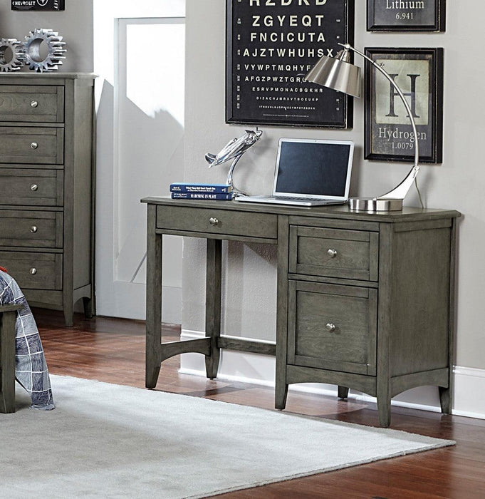 Transitional Styled Furniture Cool Gray Finish 1pc Writing Desk with 2x Drawers 1 Keyboard Tray Home Furniture Office Furniture