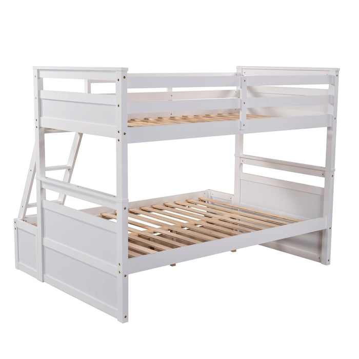 Twin over Full Bunk Bed withStorage - White