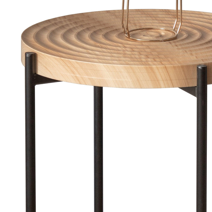 Modern  Thread Design Round Coffee Table ,  MDF  Table Top with Cross Legs Metal Base(Two-piece Set)