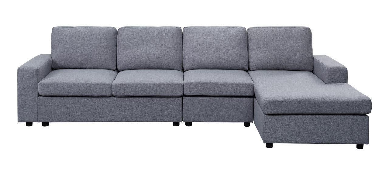 Bailey Light Gray Linen Reversible Modular Sectional Sofa Chaise