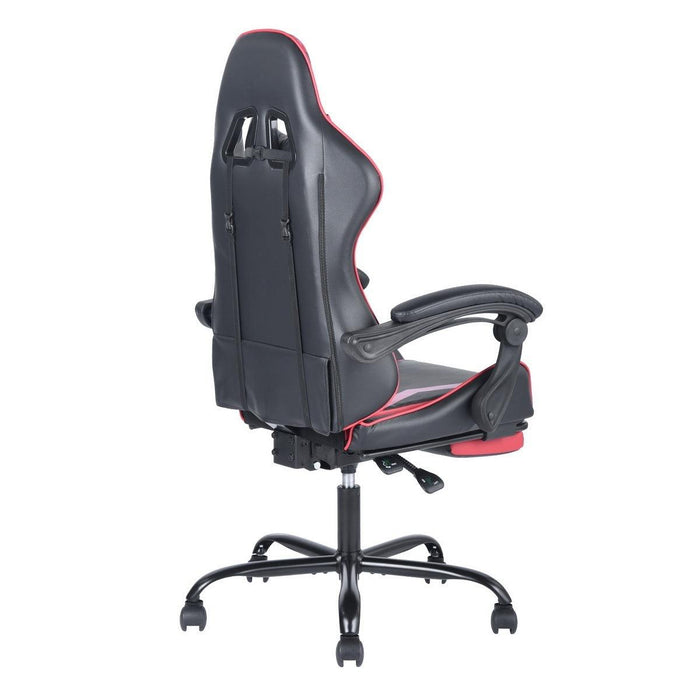 Gaming Office High Back Computer Leather Desk Mesh Ergonomic 180 Degrees Adjustable Swivel Task Chair with Headrest and Lumbar Support, & Footrest , Red