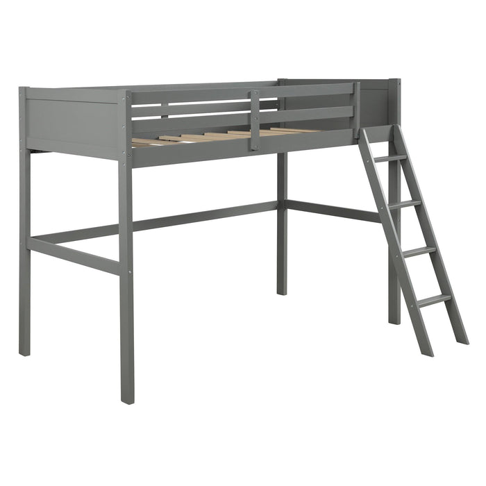 Twin over Full Loft Bed with Cabinet, Gray