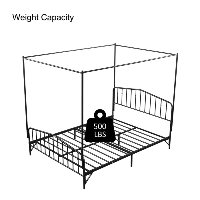 Detachable Queen Anti-Noise Metal Canopy Bed