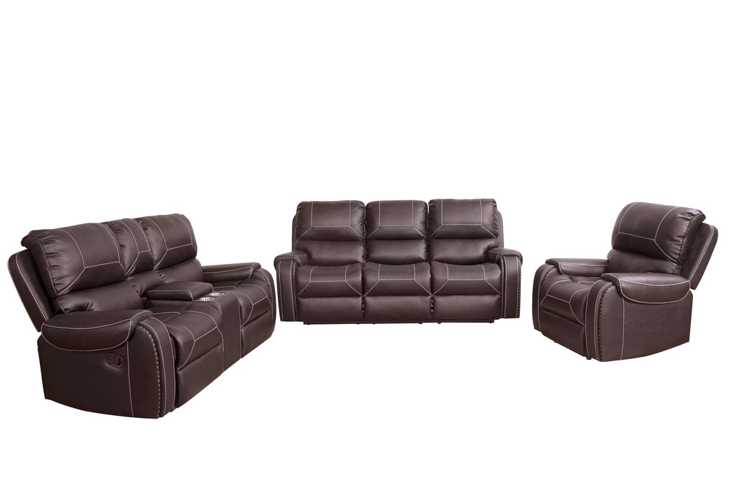 Faux Leather Reclining Sofa Couch Set 1+2+3 for Living Room Brown