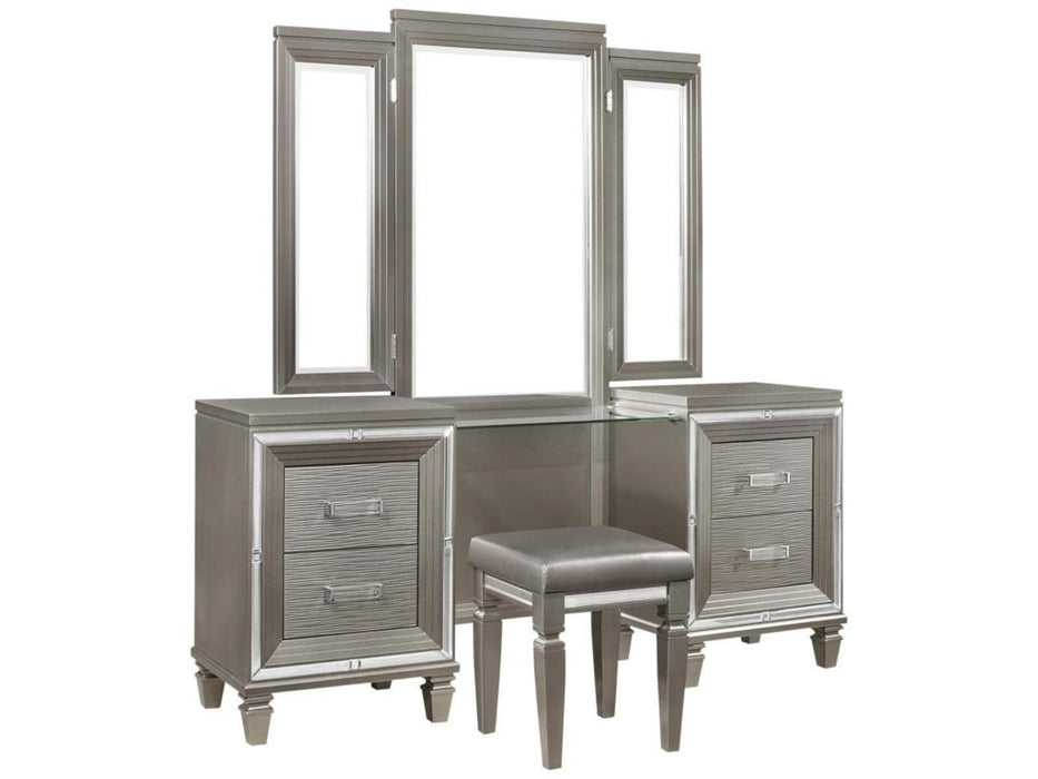 Homelegance Tamsin 3pcs Vanity Dresser with Mirror in Silver Grey Metallic 1616-15