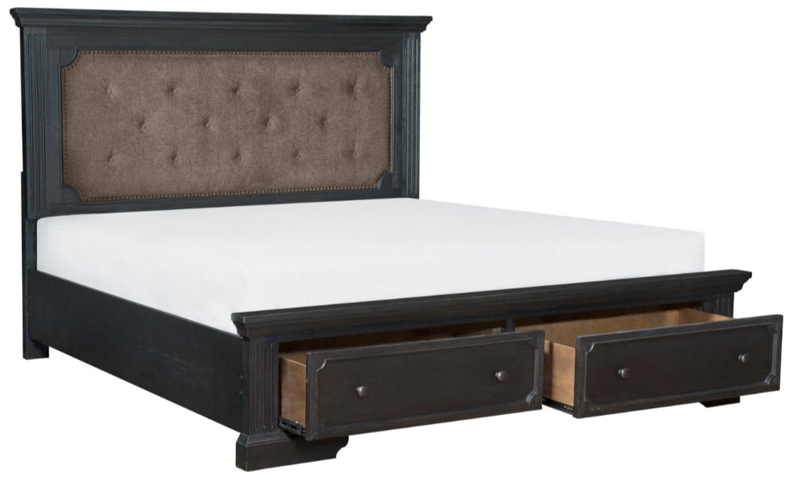 Homelegance Bolingbrook King Upholstered Storage Platform Bed in Coffee 1647K-1EK*