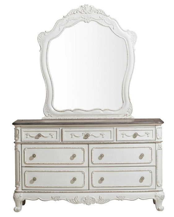 Homelegance Cinderella 7 Drawer Dresser in Antique White with Grey Rub-Through 1386NW-5