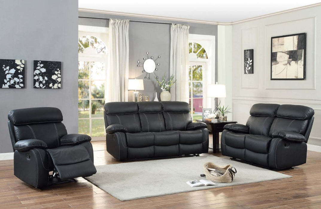 Homelegance Furniture Pendu Double Reclining Sofa in Black 8326BLK-3