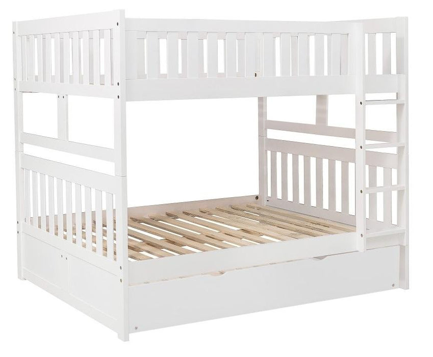 Homelegance Galen Full/Full Bunk Bed w/ Twin Trundle in White B2053FFW-1*R