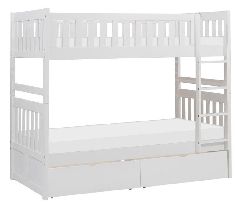 Homelegance Galen Twin/Twin Bunk Bed w/ Storage Boxes in White B2053W-1*T