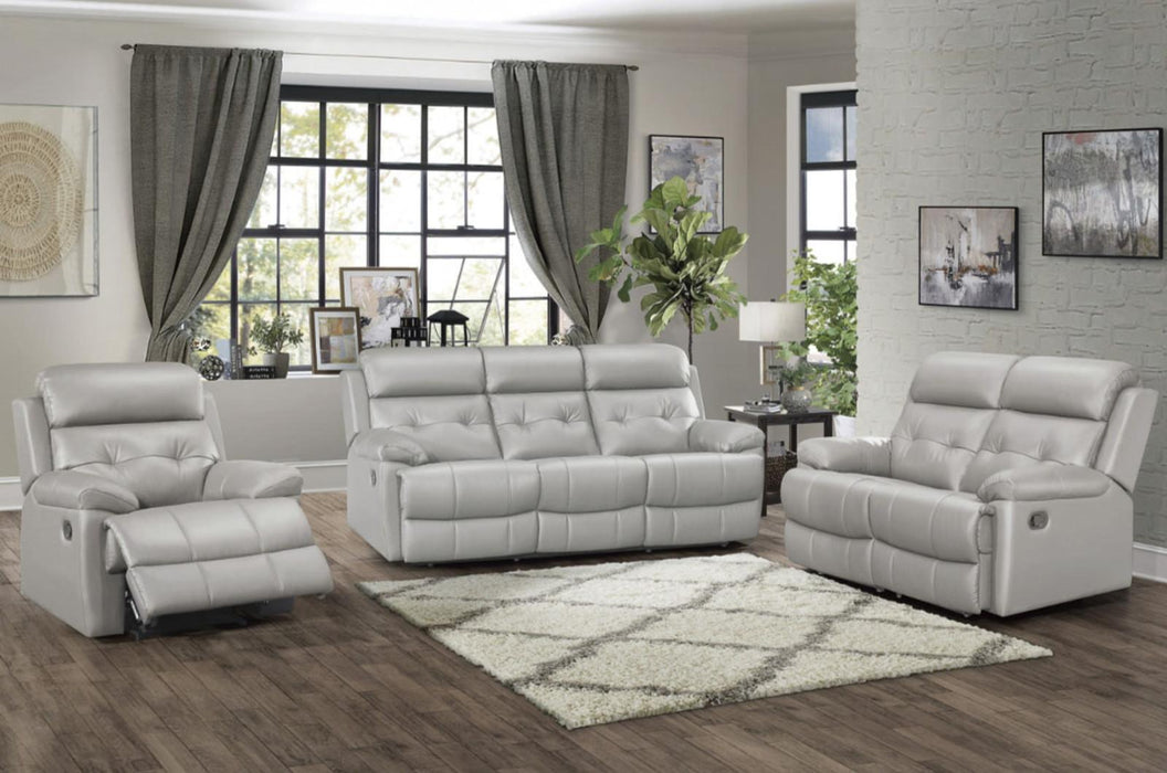 Homelegance Furniture Lambent Double Reclining Loveseat in Silver Gray