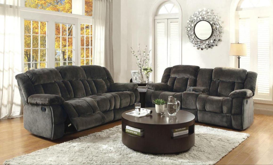 Homelegance Furniture Laurelton Double Glider Reclining Loveseat w/ Center Console in Chocolate 9636-2