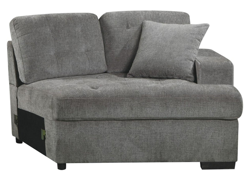 Homelegance Furniture Logansport Right Side Cuddler with 1 Pillow in Gray 9401GRY-RU