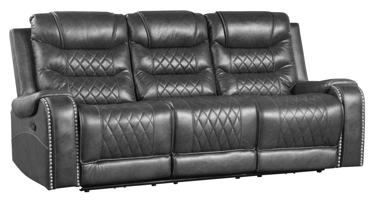 Homelegance Furniture Putnam Power Double Reclining Sofa with Drop-Down in Gray 9405GY-3PW