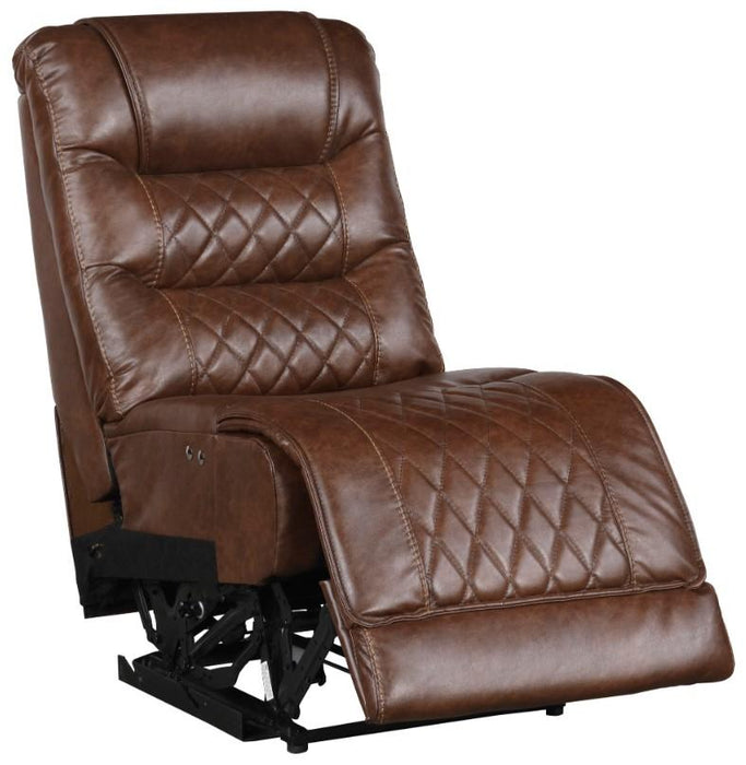 Homelegance Furniture Putnam Power Armless Reclining Chair in Brown 9405BR-ARPW