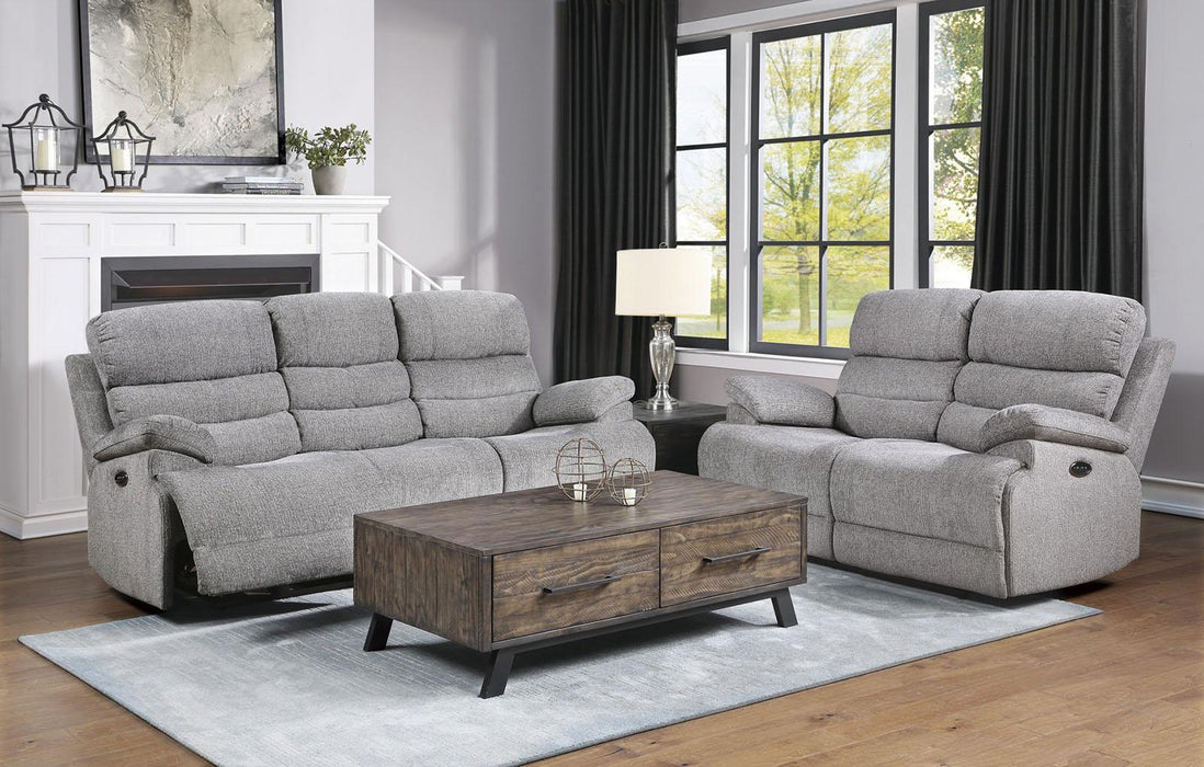 Homelegance Furniture Sherbrook Double Reclining Loveseat in Gray