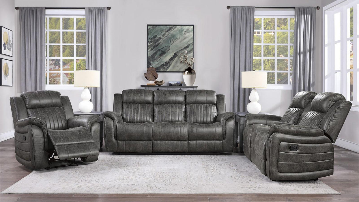 Homelegance Furniture Centeroak Double Reclining Sofa in Gray 9479BRG-3
