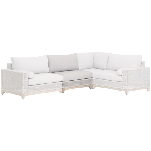 Essentials For Living Woven Tropez Outdoor Modular Armless Sofa Chair in Taupe & White Flat Rope/Pumice image