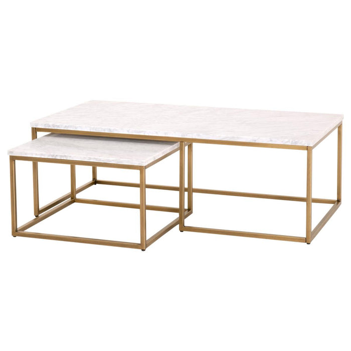 Essentials For Living Traditions Carrera Nesting Coffee Table in White/Gold image
