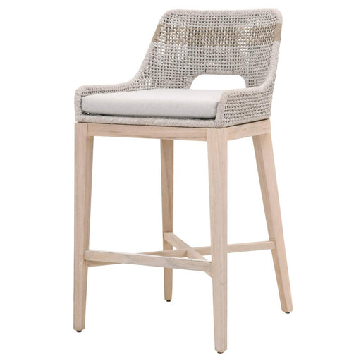Essentials For Living Woven Tapestry Outdoor Barstool in Taupe & White Flat Rope image
