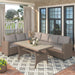 Outdoor Patio Furniture PE Rattan Wicker  Sectional Sofa Set with Table and Brown Cushions image