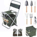 9 PCS Garden Tools Set Ernomic Wooden Handle Sturdy Stool with Detachable Tool Kit image