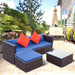 3 Piece Patio Sectional Wicker Rattan Outdoor Furniture Sofa Set image