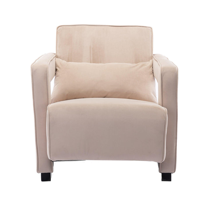 Modern  Velvet Open Back Upholstered Armchair with Pillow image