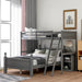 Twin over Full Loft Bed with Cabinet, Gray image