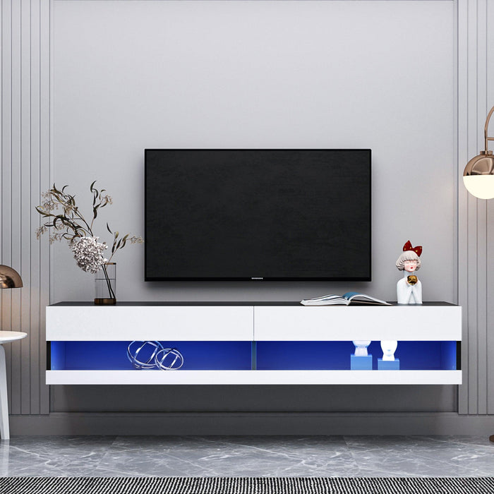 180 Wall Mounted Floating 80" TV Stand with 20 Color LEDs image