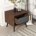 Wooden Nightstand  End Table for Bedroom,Gray+Walnut image